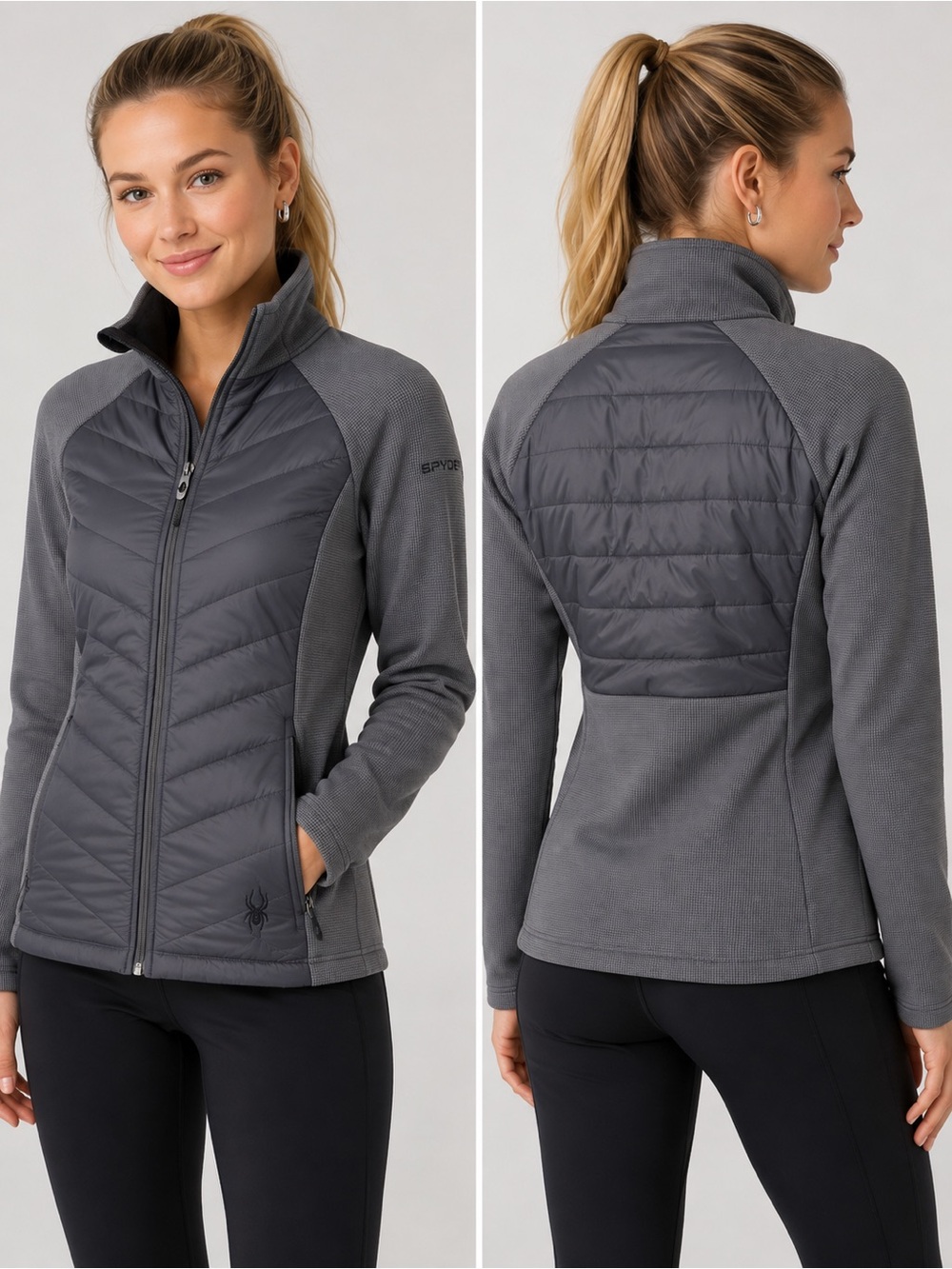 Spyder Women’s Hybrid Puffer Jacket Gray  NWT Small Insulated Ski Outdoor